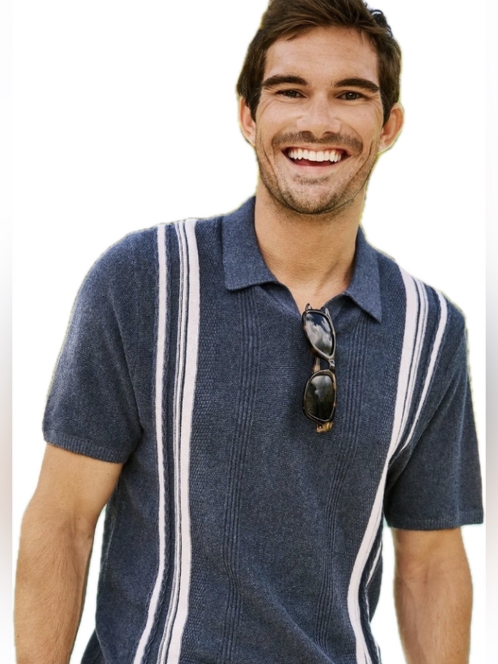 FLAG & ANTHEM Grady Striped Short Sleeve Sweater Polo Contrast Trim men’s XL